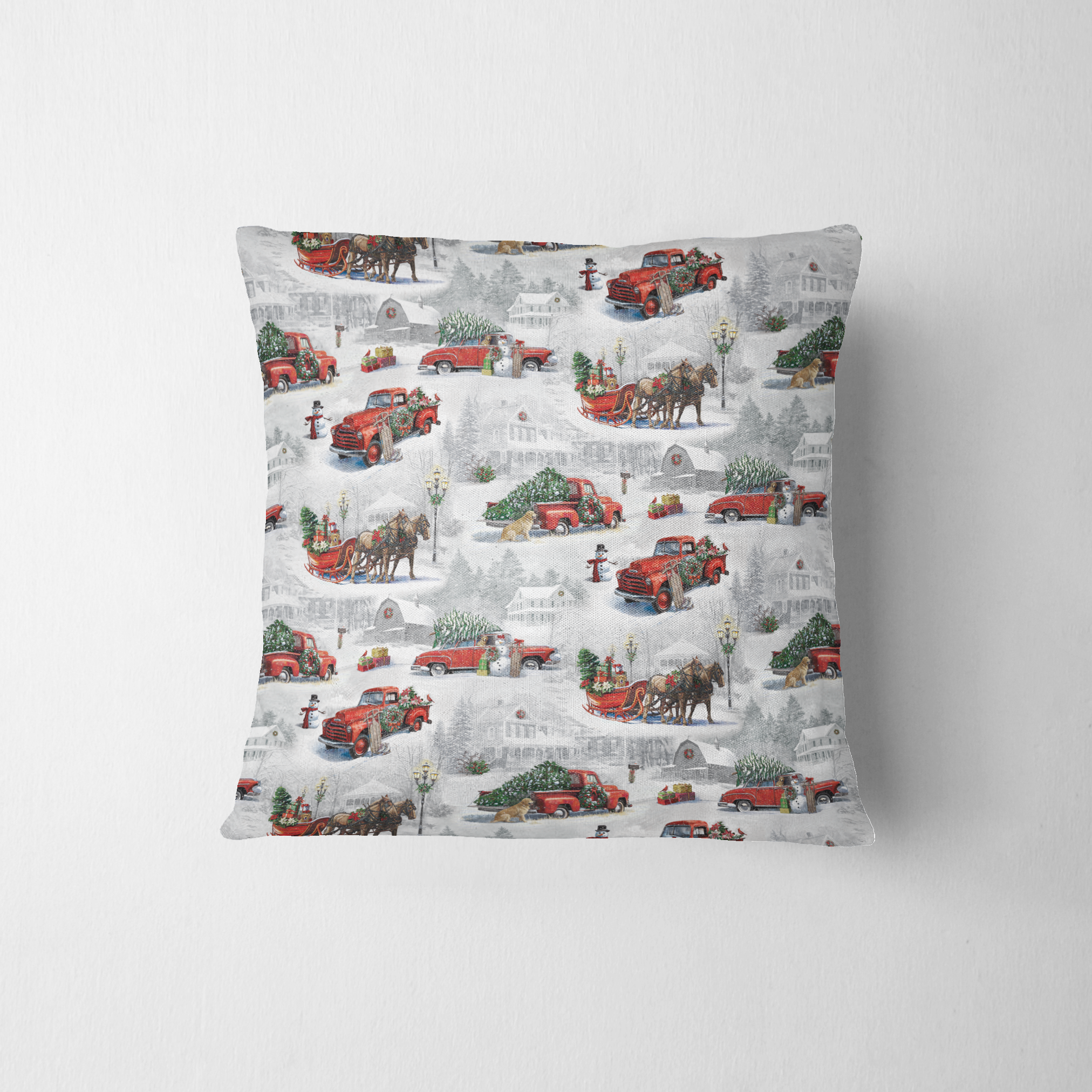 Tim Coffey - Vintage Christmas - Trucks and Sleighs Scenic Fabric