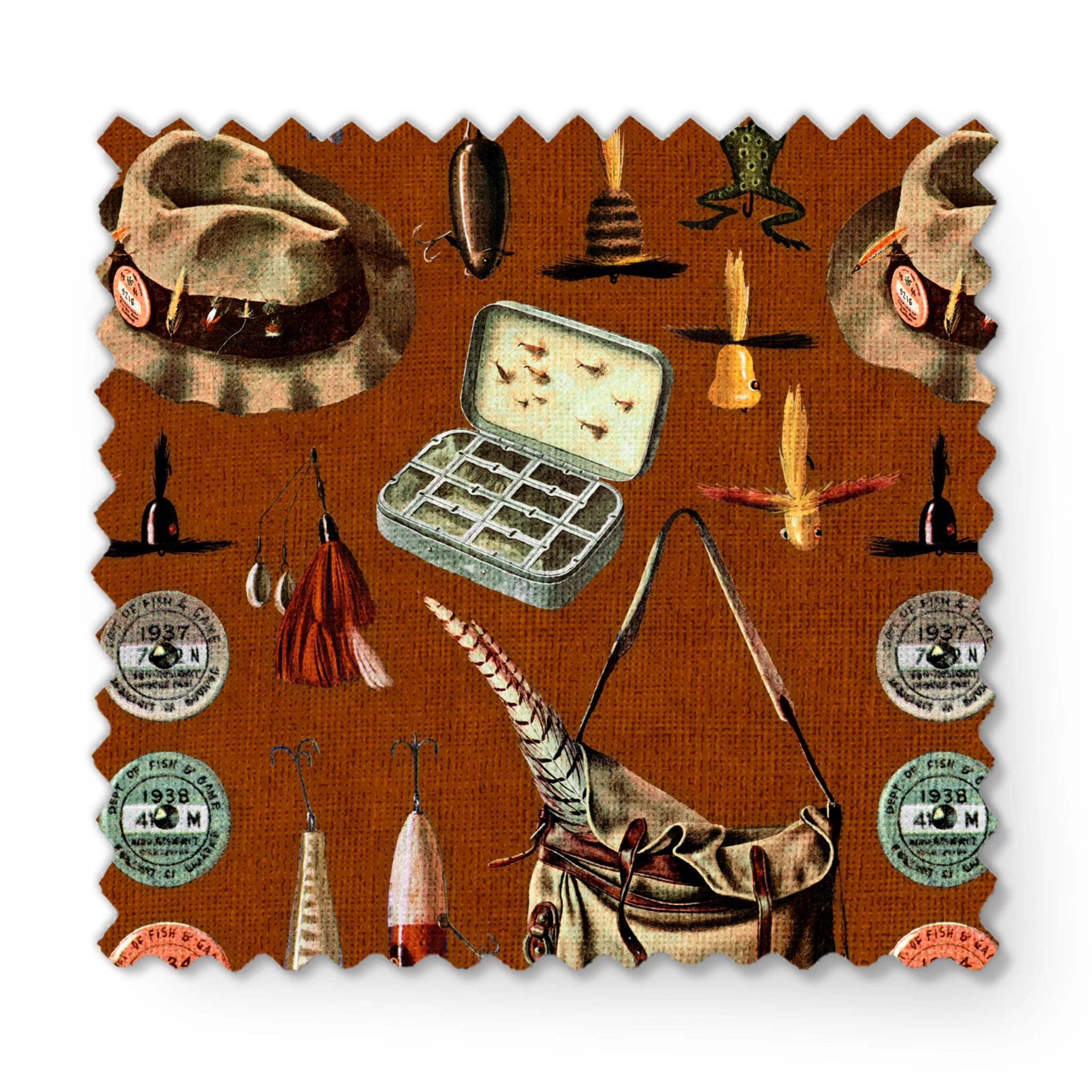 Saturday Evening Post Vintage Fishing Tackle and Gear Terracotta