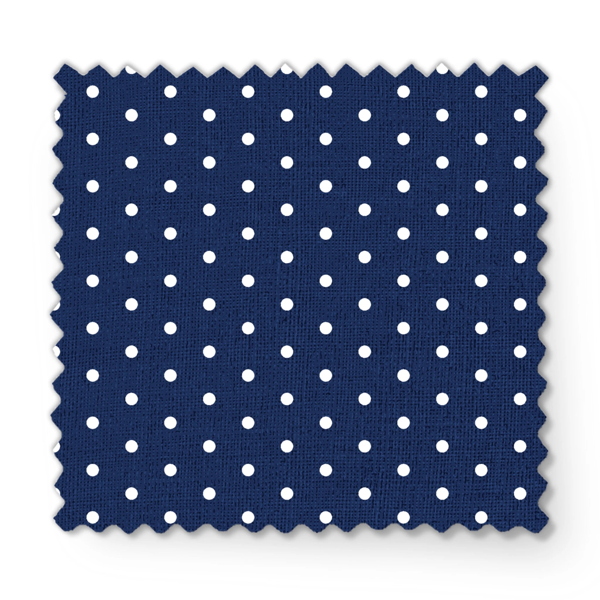 Two white circles on navy blue background fabric swatch mockup