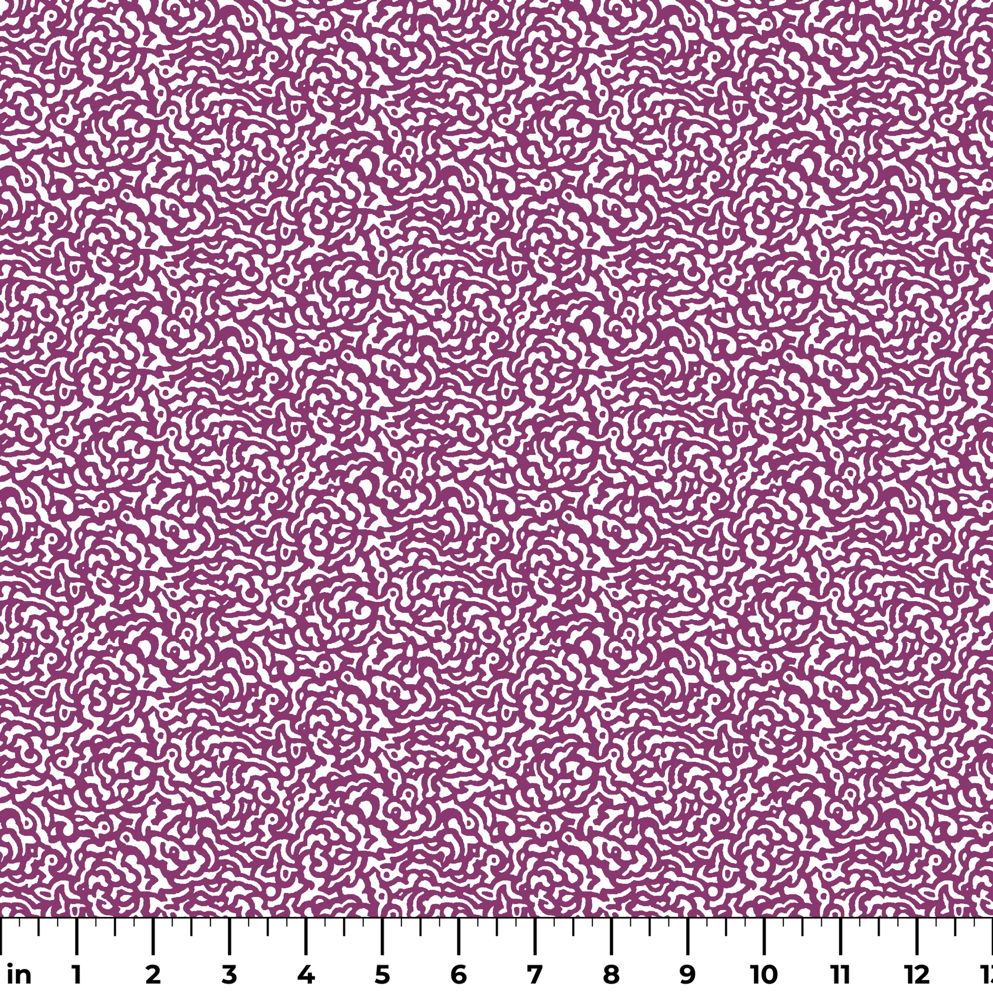 Purple squiggly maze-like pattern on white background with organic swirling lines ruler