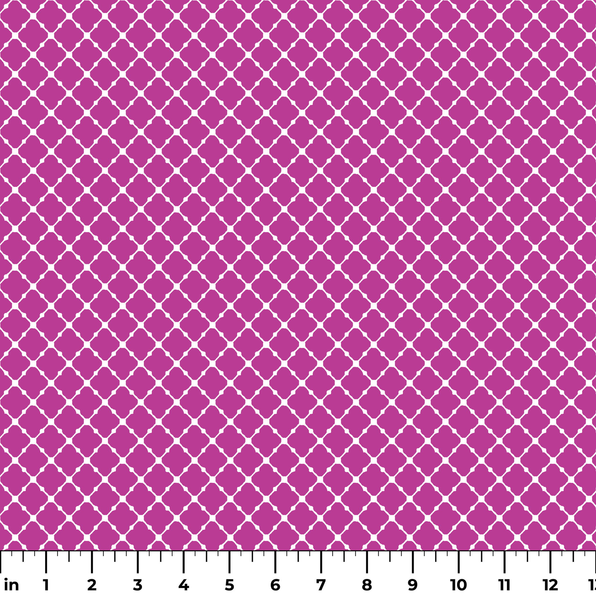 Magenta quatrefoil pattern with white lattice outline ruler