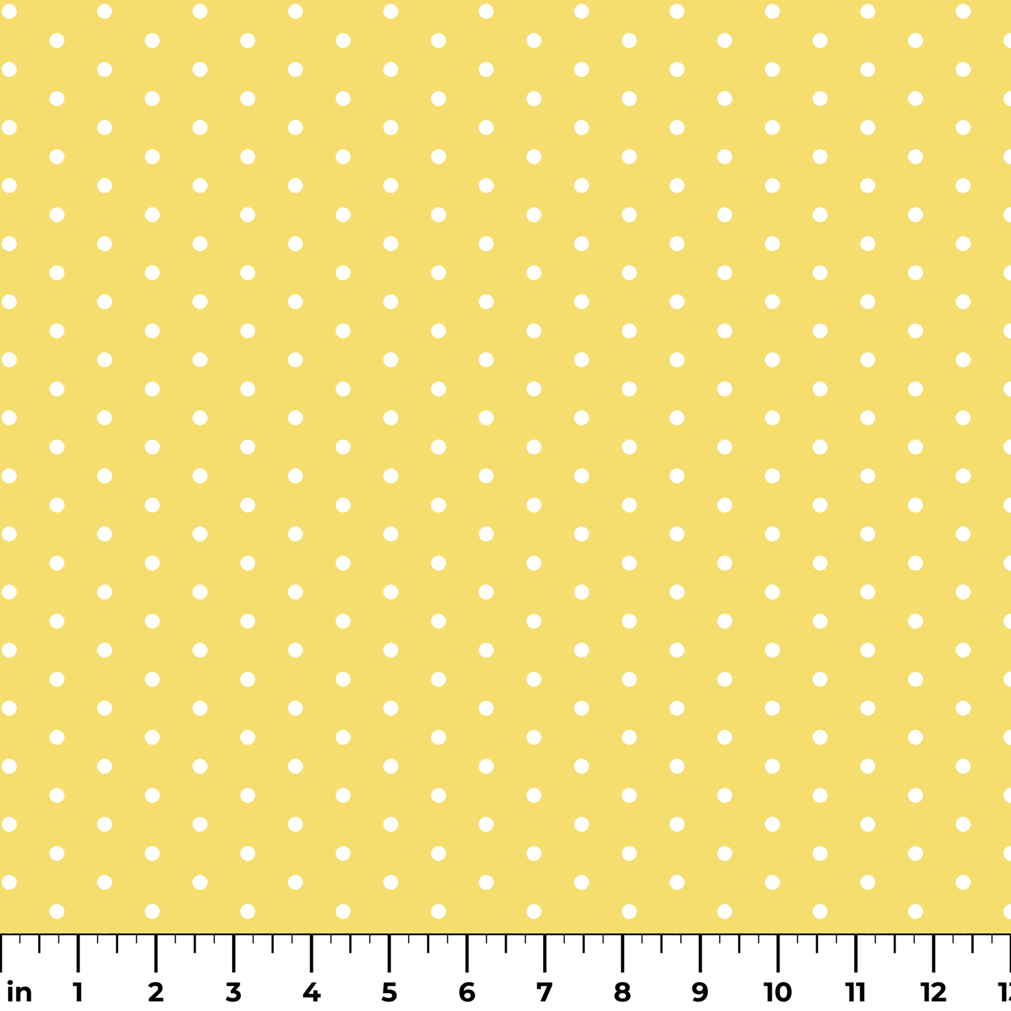 Yellow background with white circles. ruler