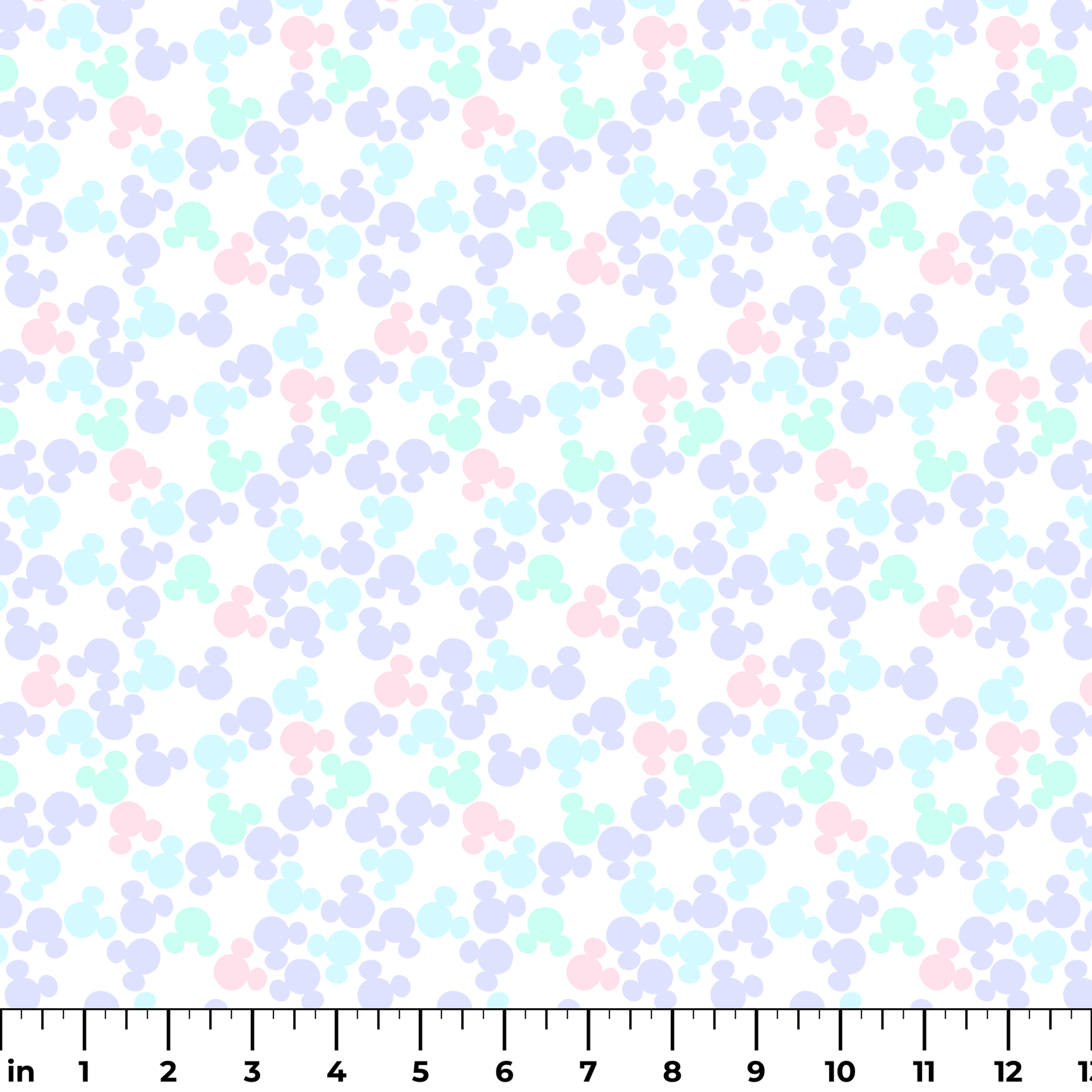 Pastel circular pattern with purple, light blue, green, and pink bubble shapes on white background ruler