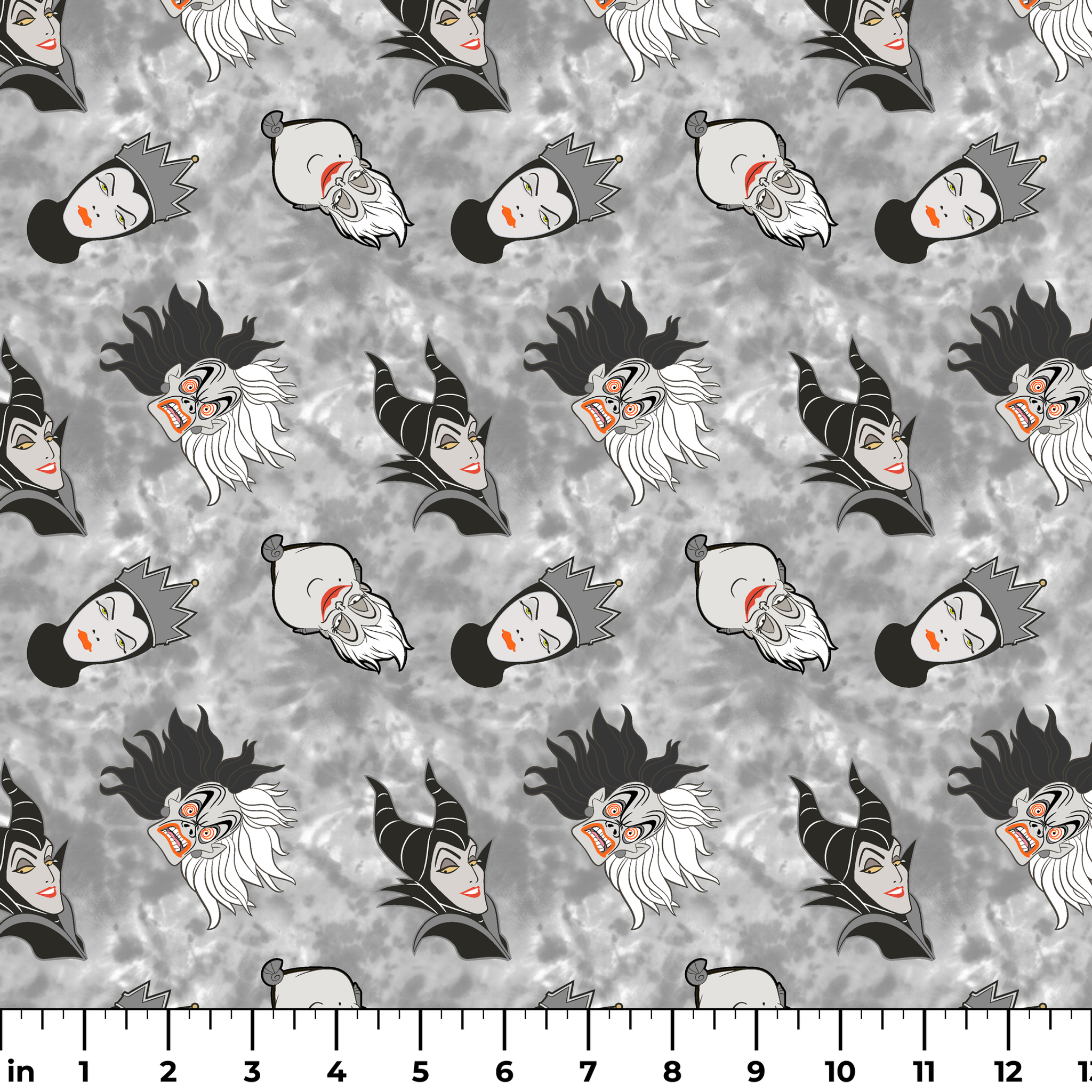 Disney villain pattern on gray background ruler