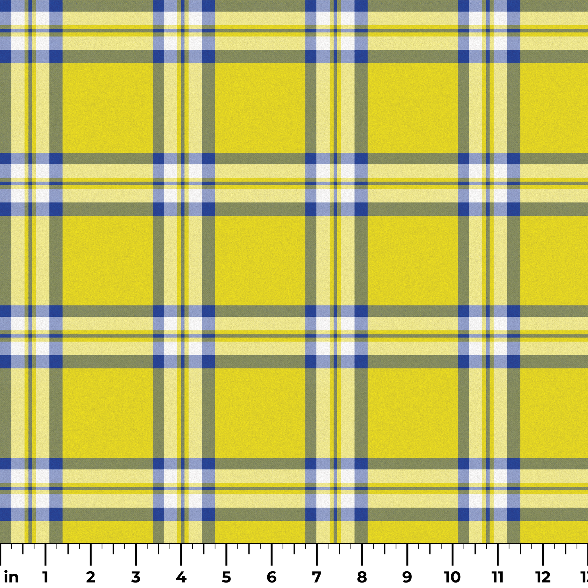 Officially licensed Clueless yellow plaid with white, olive green, and blue stripes, inspired by Cher Horowitz’s iconic outfit. ruler