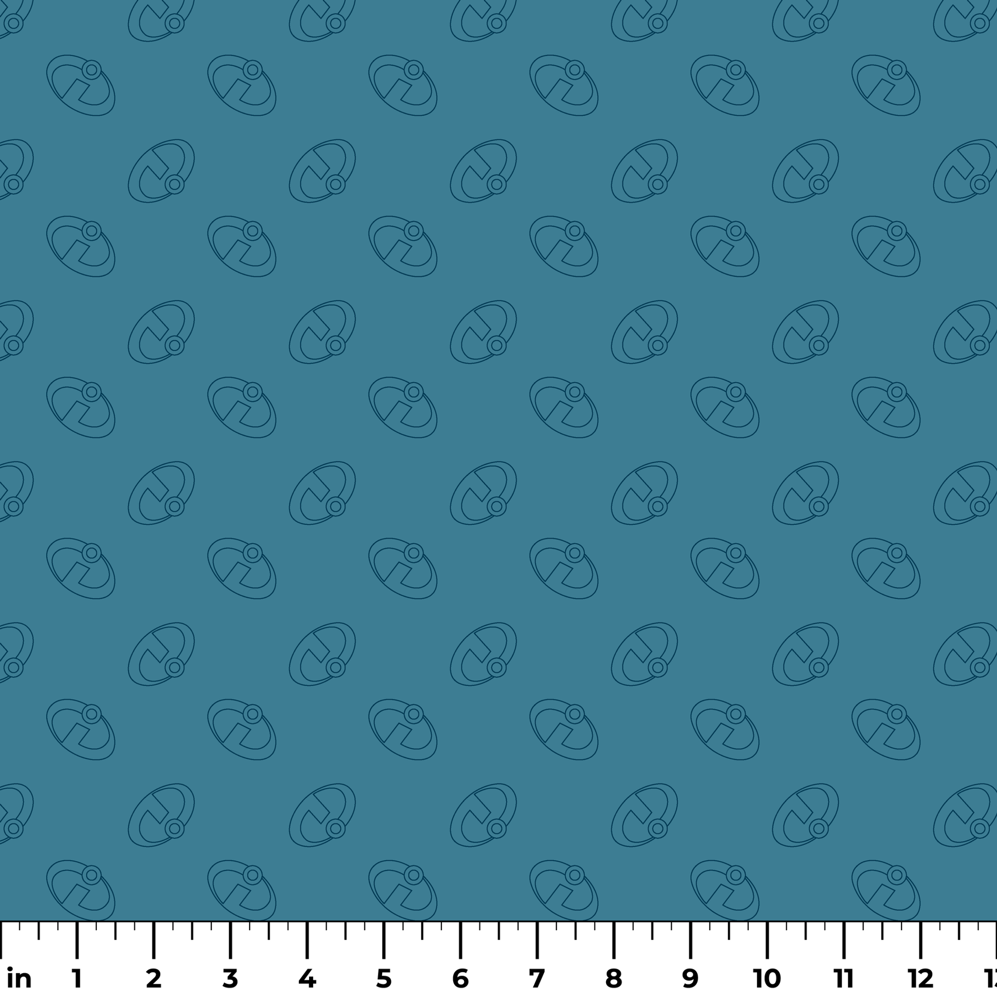 Abstract blue background with The Incredibles logos in repeating pattern ruler