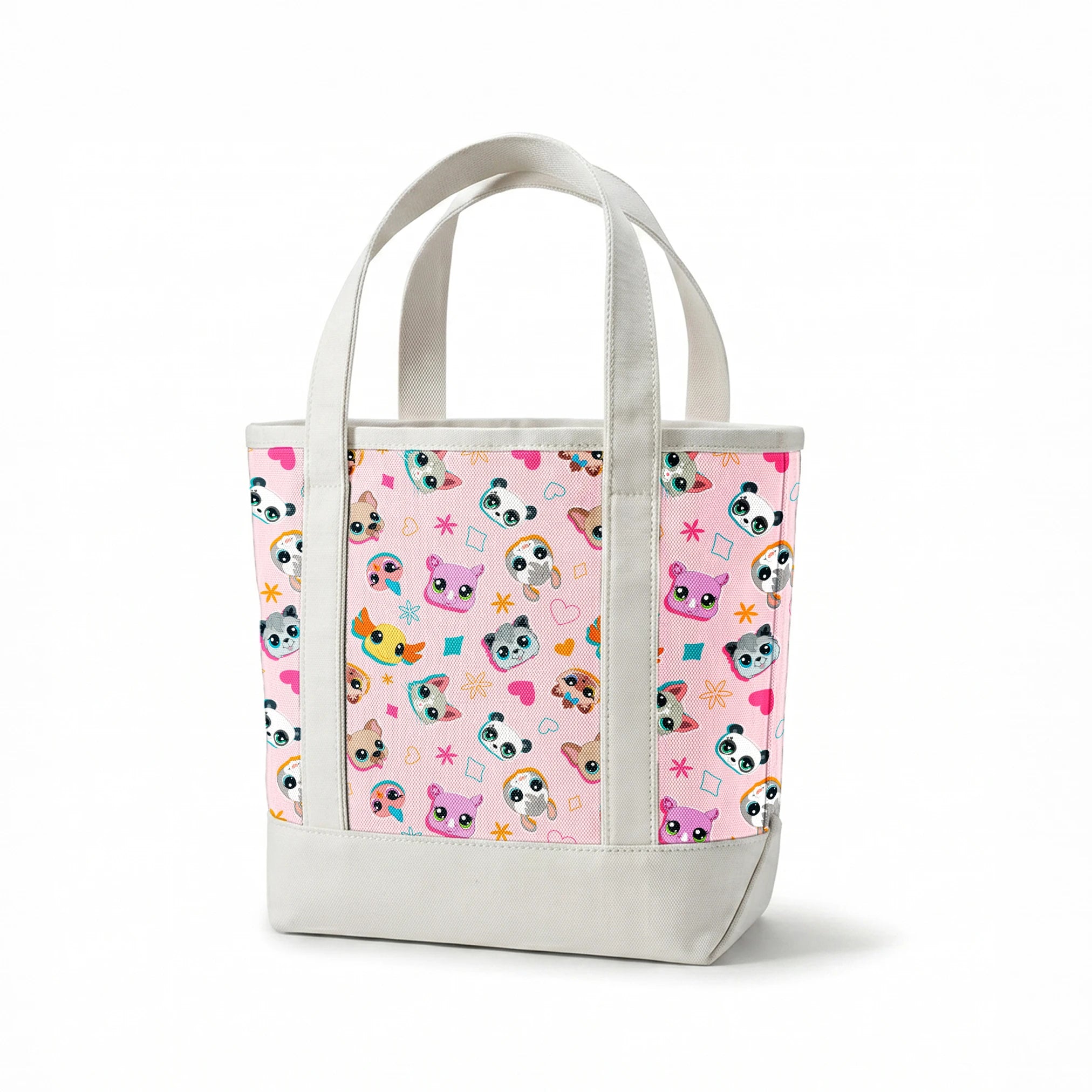 Hasbro Littliest Pet Shop Shapes and Faces on Petal Pink Fabric