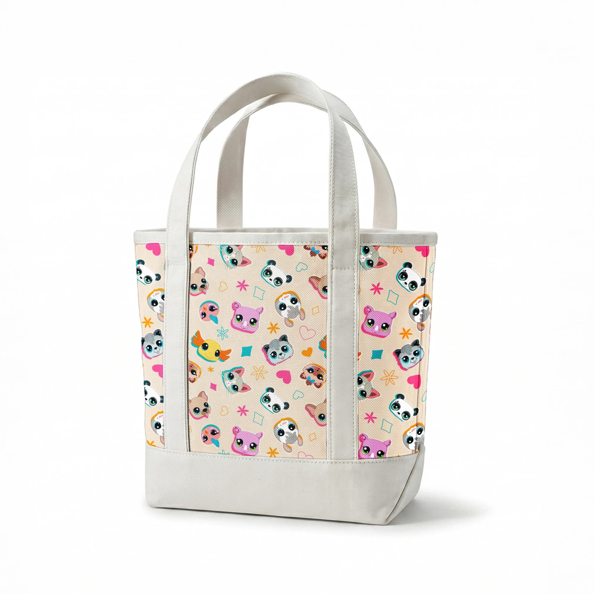 Hasbro Littliest Pet Shop Shapes and Faces on Beige Fabric