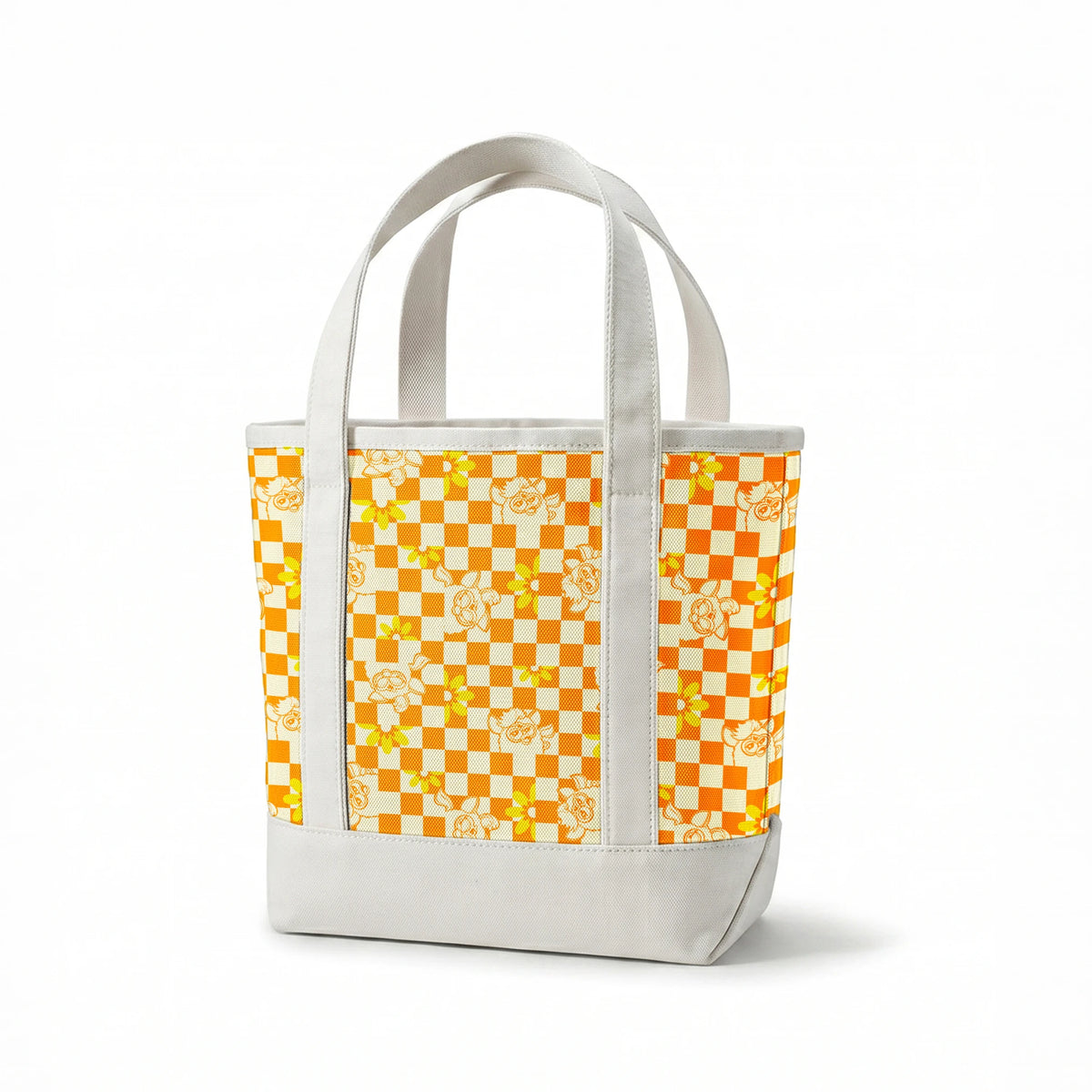 Hasbro Furby Checkered Flowers on Orange Fabric