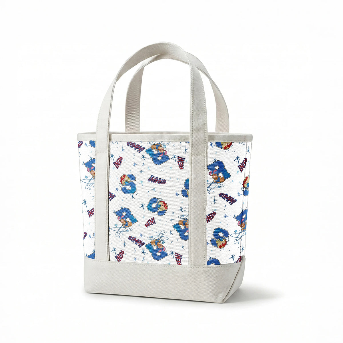 Ren & Stimpy Varsity Letters on White Fabric