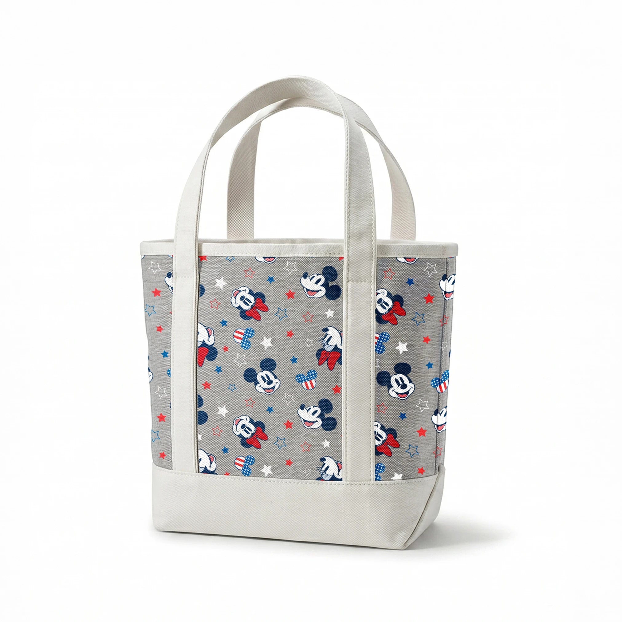 Disney Mickey and Minnie Patriotic Stars on Gray Fabric