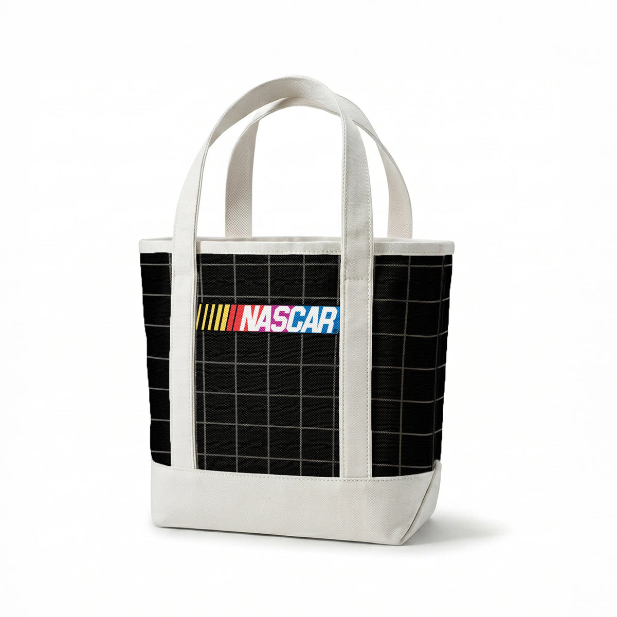 NASCAR® Retro Logo Grid on Black Fabric
