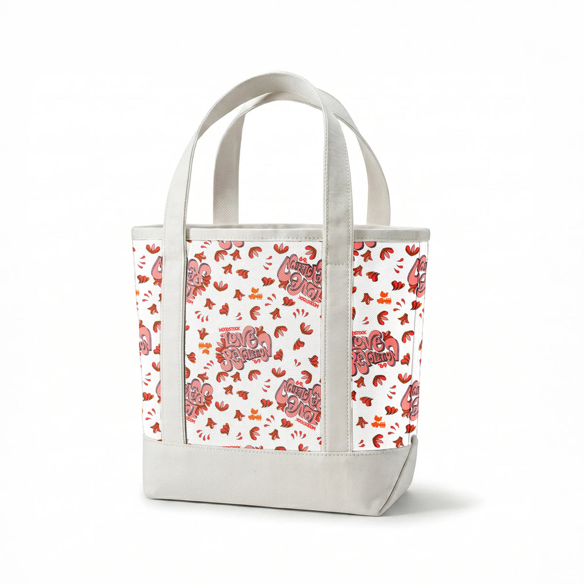 Woodstock Love Revolution on White Fabric