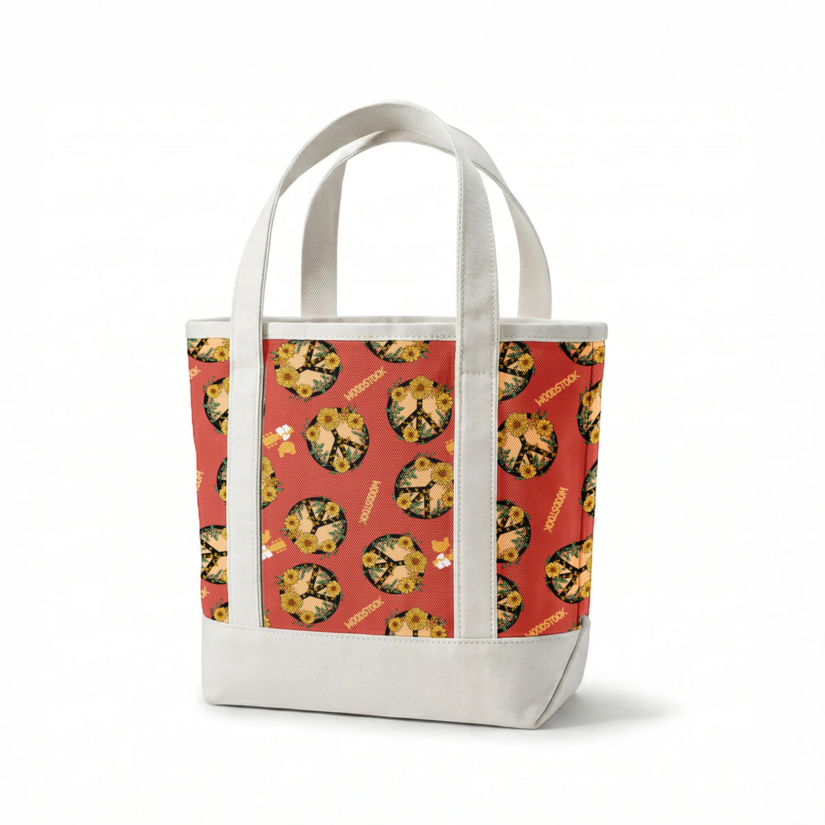 Woodstock Floral Peace Signs on Rust Fabric