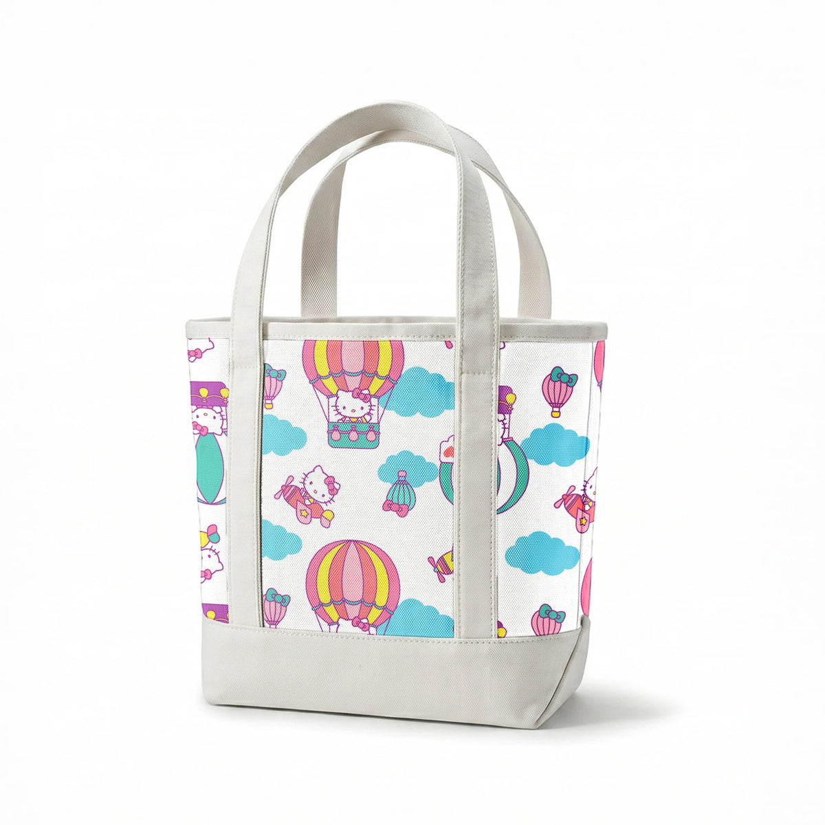 Hello Kitty® Hot Air Balloons on White Fabric