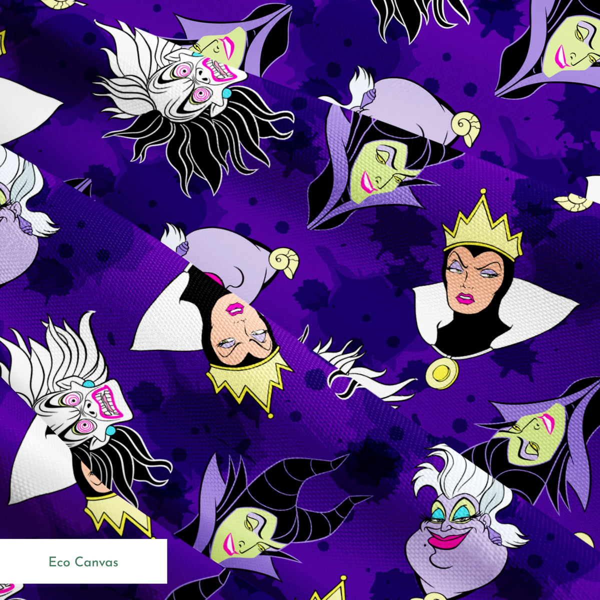 Disney villain pattern on purple background springs ecocanvas texture