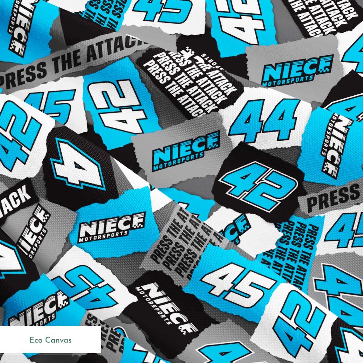 Niece Motorsports Press the Attack Logo Patchwork Fabric