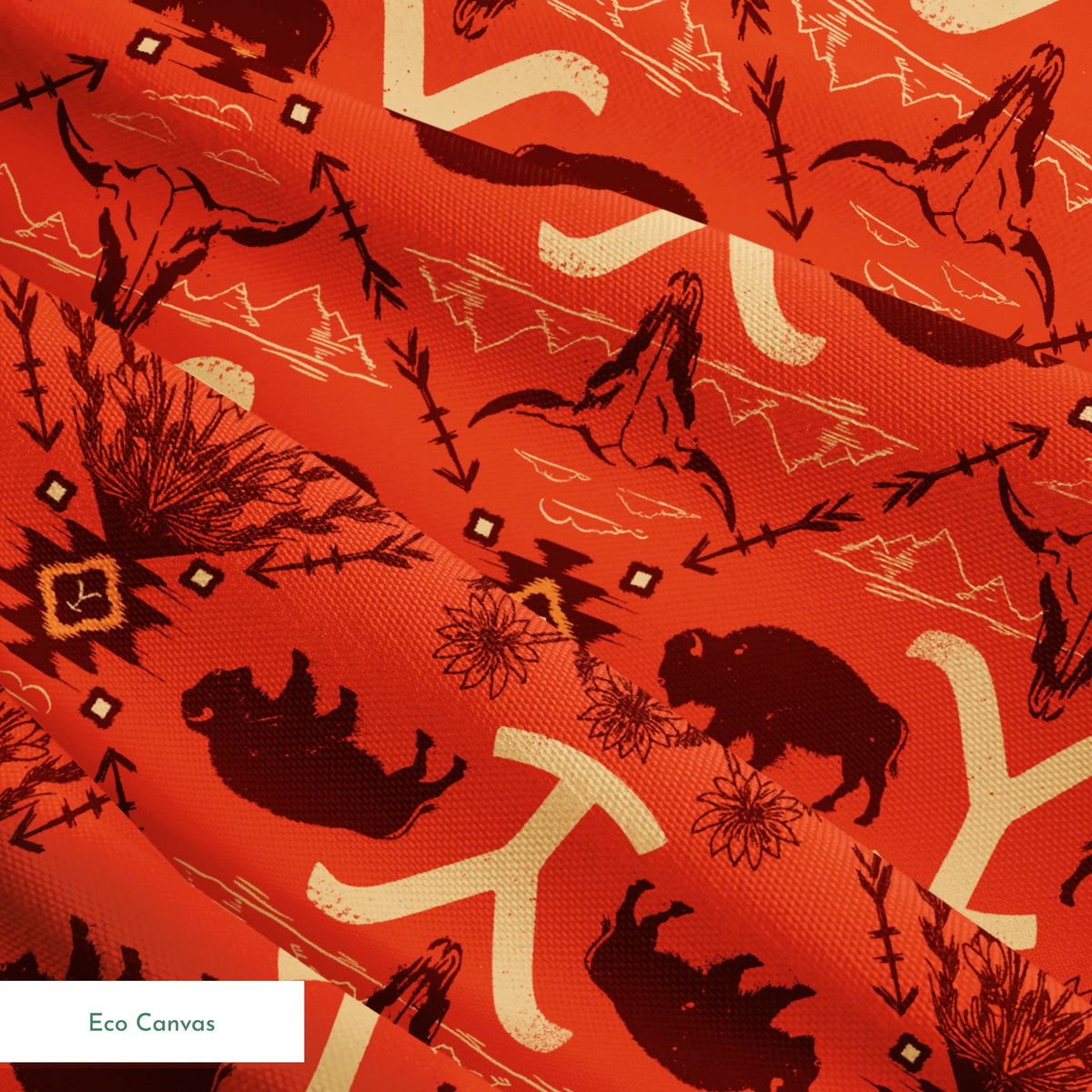 Paramount Yellowstone Bison Argyle on Burnt Orange Fabric