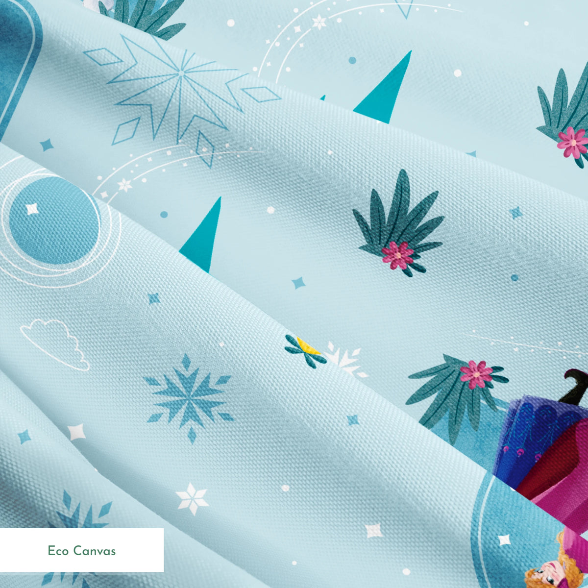 Disney Frozen Falling Snow on Blue Fabric
