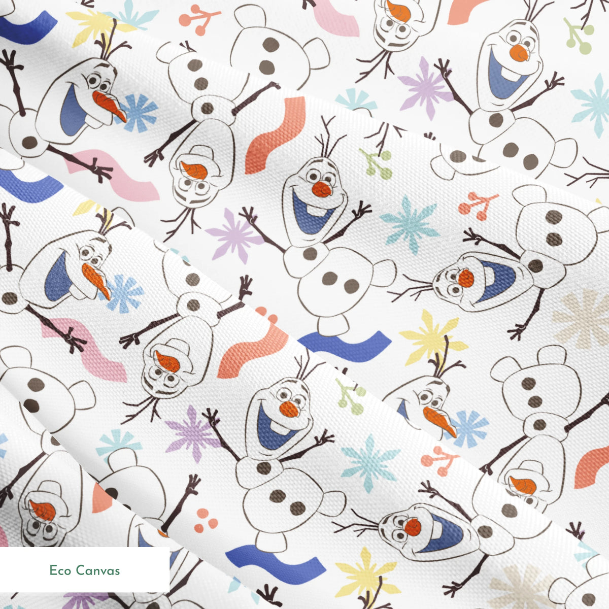 Disney Frozen Colorful Olaf Toss on White Fabric