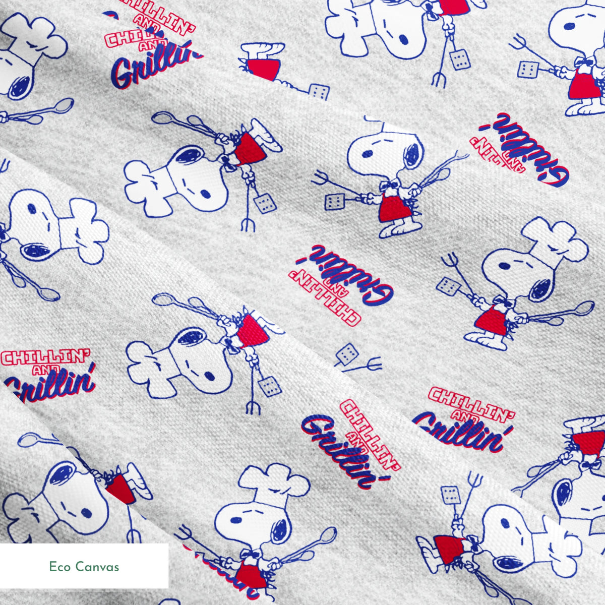 Peanuts Snoopy Chef Grillin' Gray Fabric