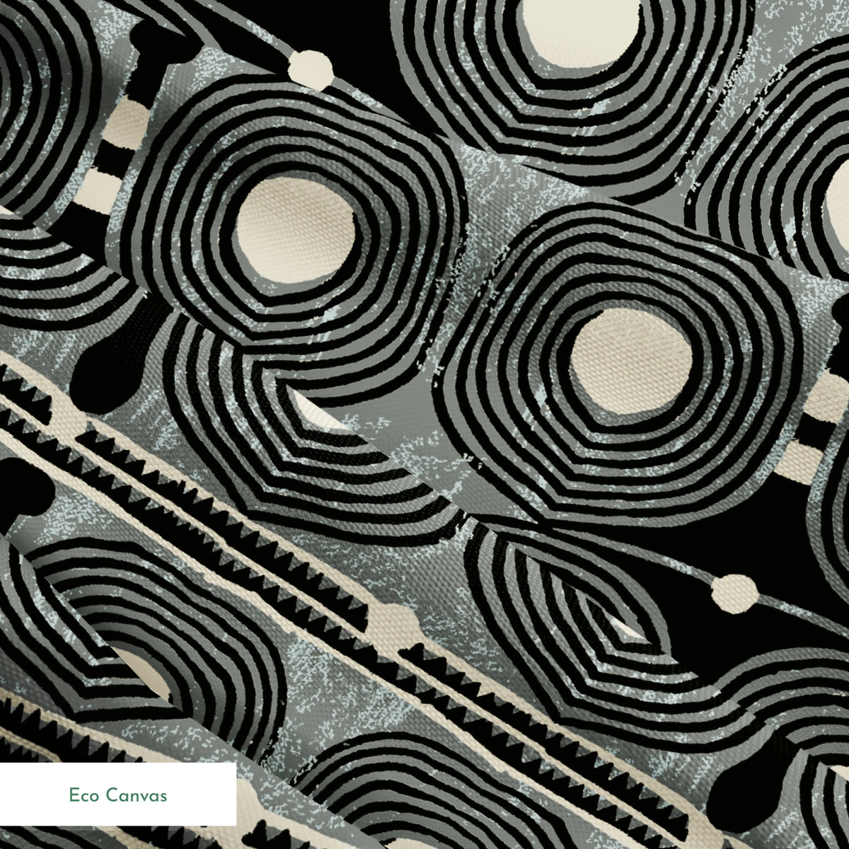 Spiraline on Black Days Fabric