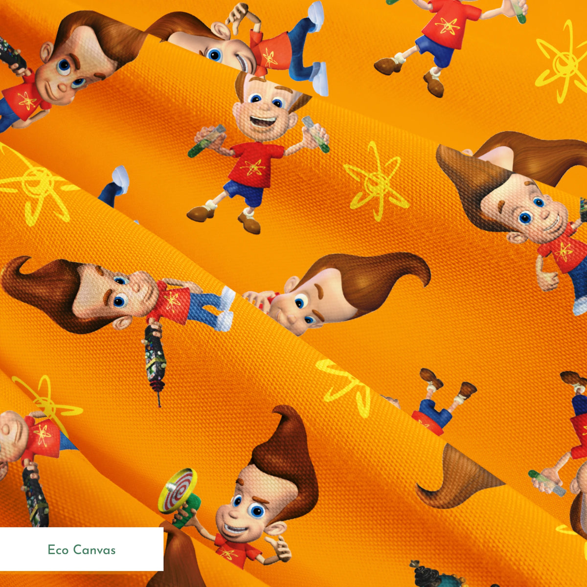 Paramount Jimmy Neutron Getting into Mischief on Orange Fabric