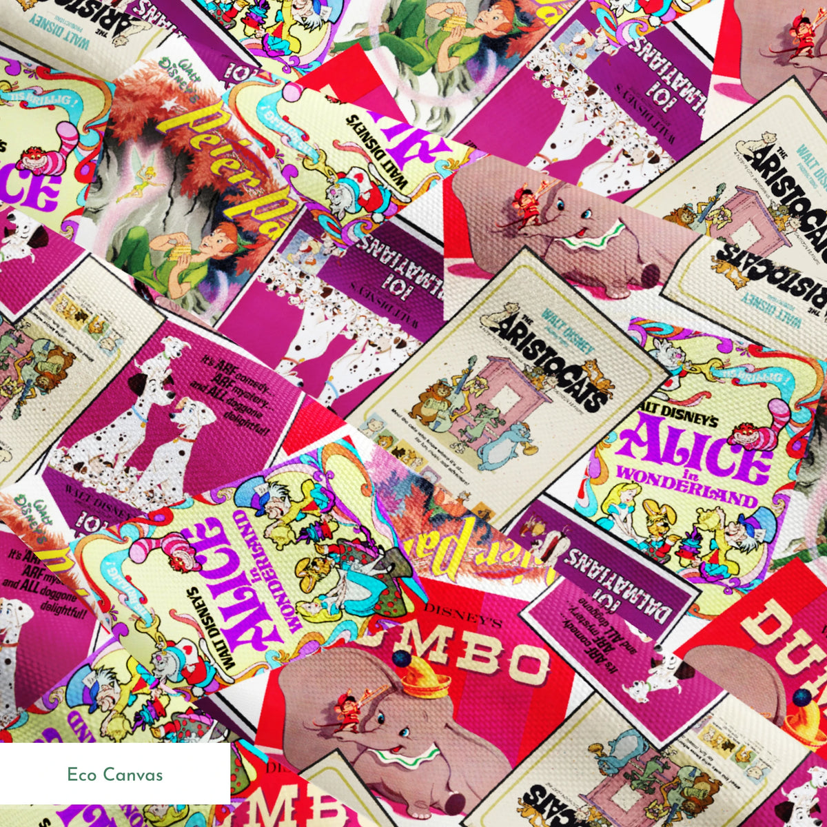 Disney Classics Pink Poster Collage Fabric