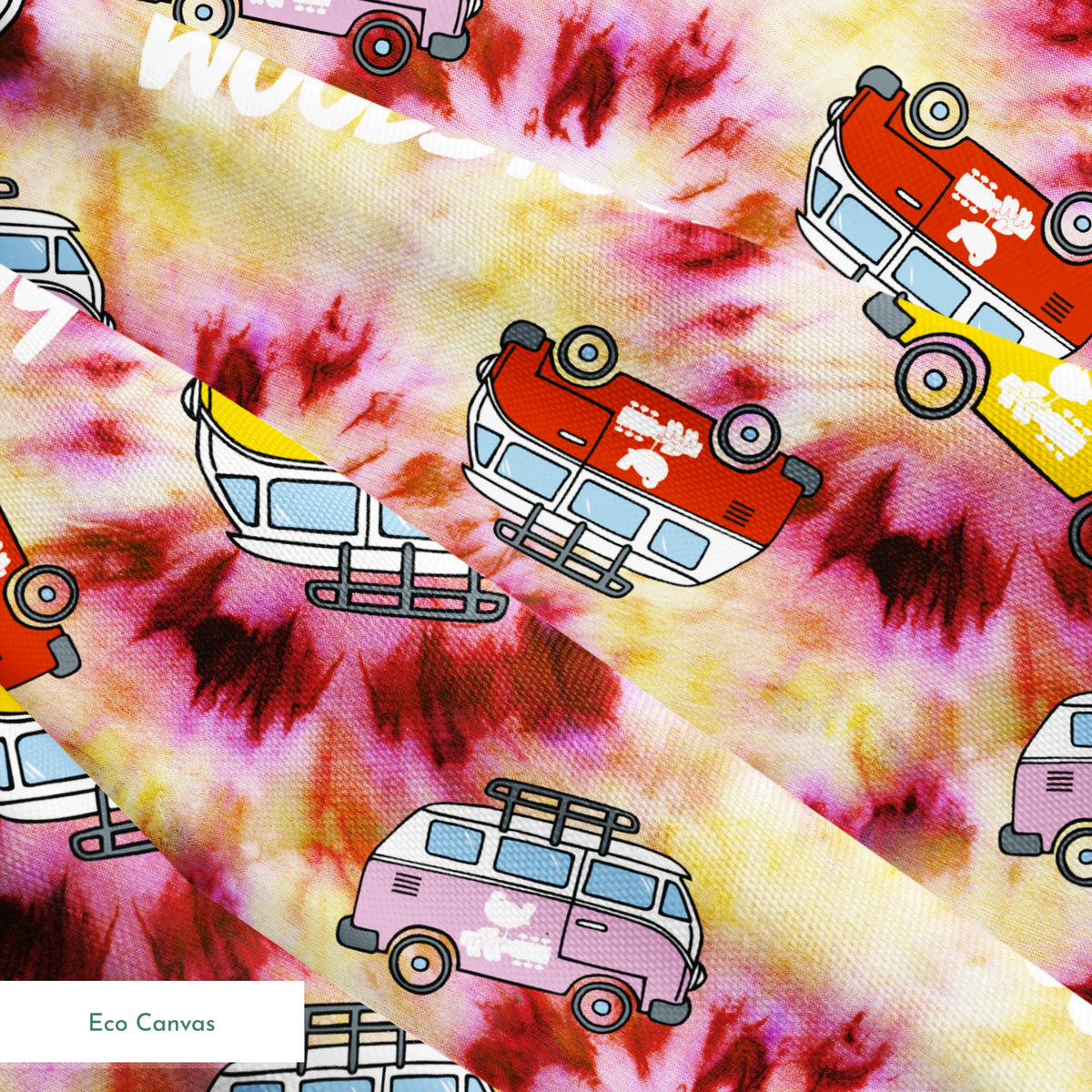 Woodstock Tie-Dye Van on Rust Fabric