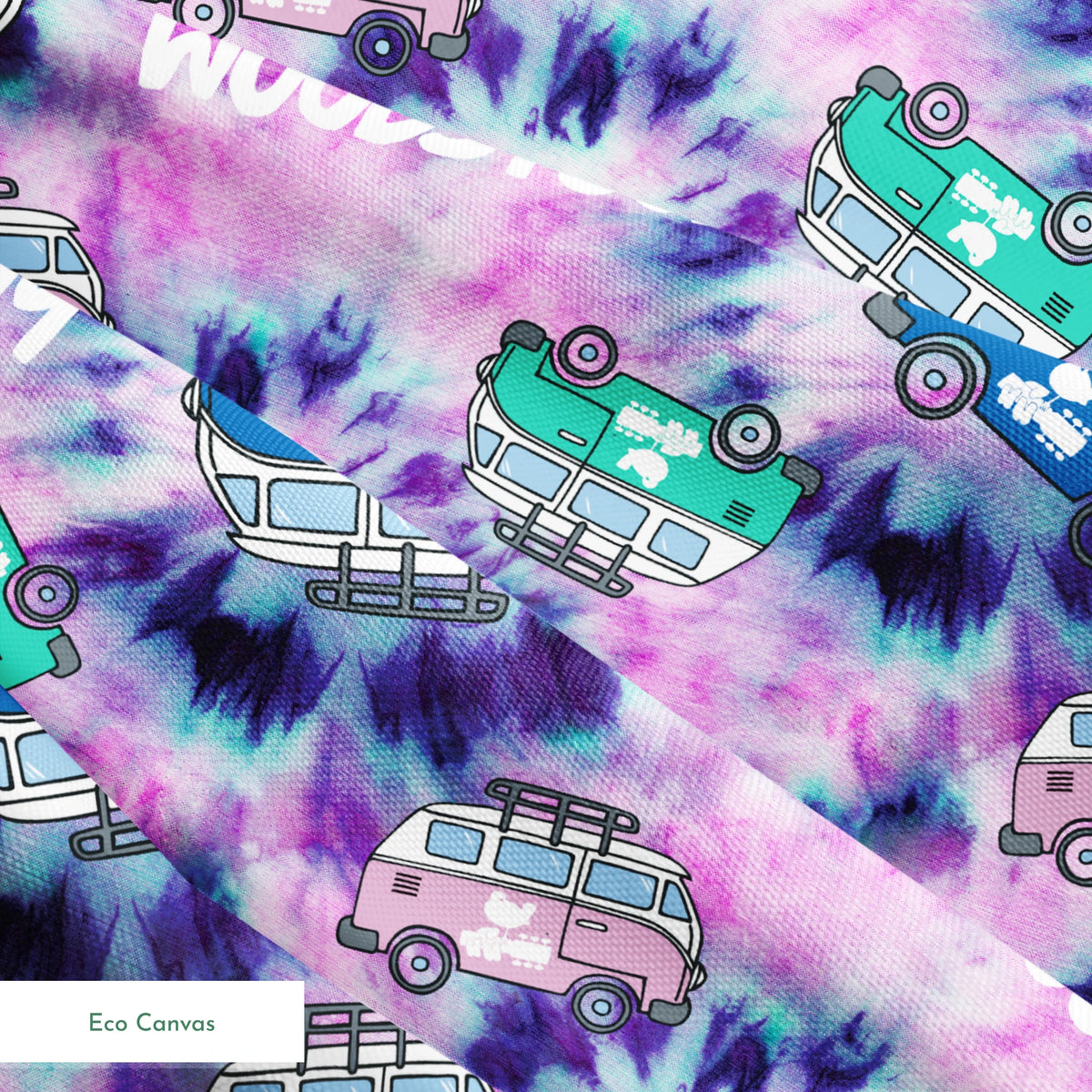 Woodstock Tie-Dye Van on Purple Fabric