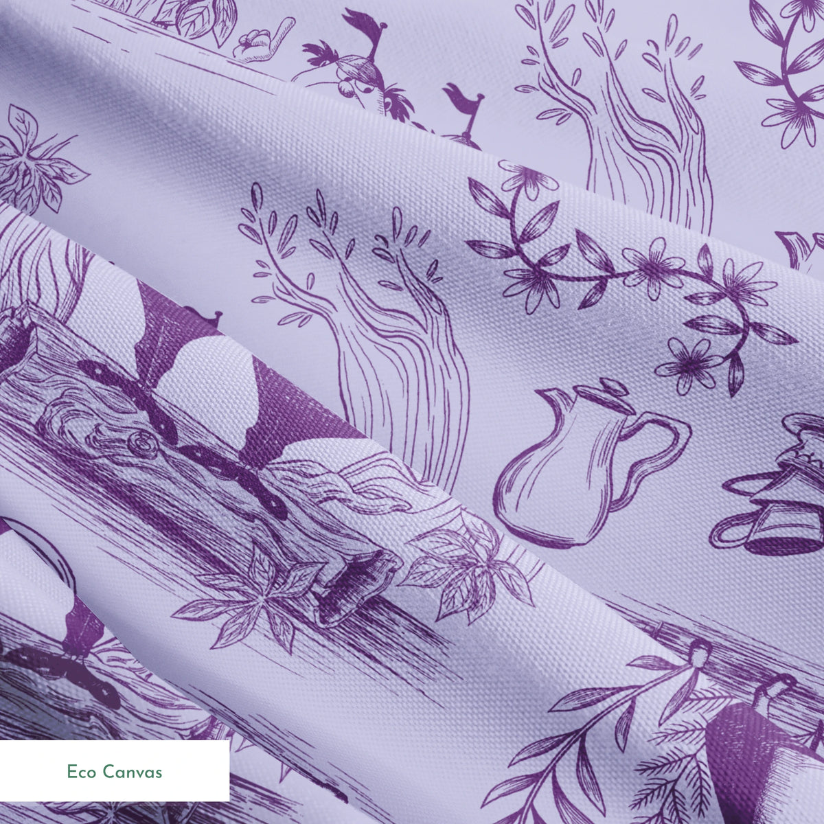 Disney Alice in Wonderland Curiouser and Curiouser on Purple Fabric