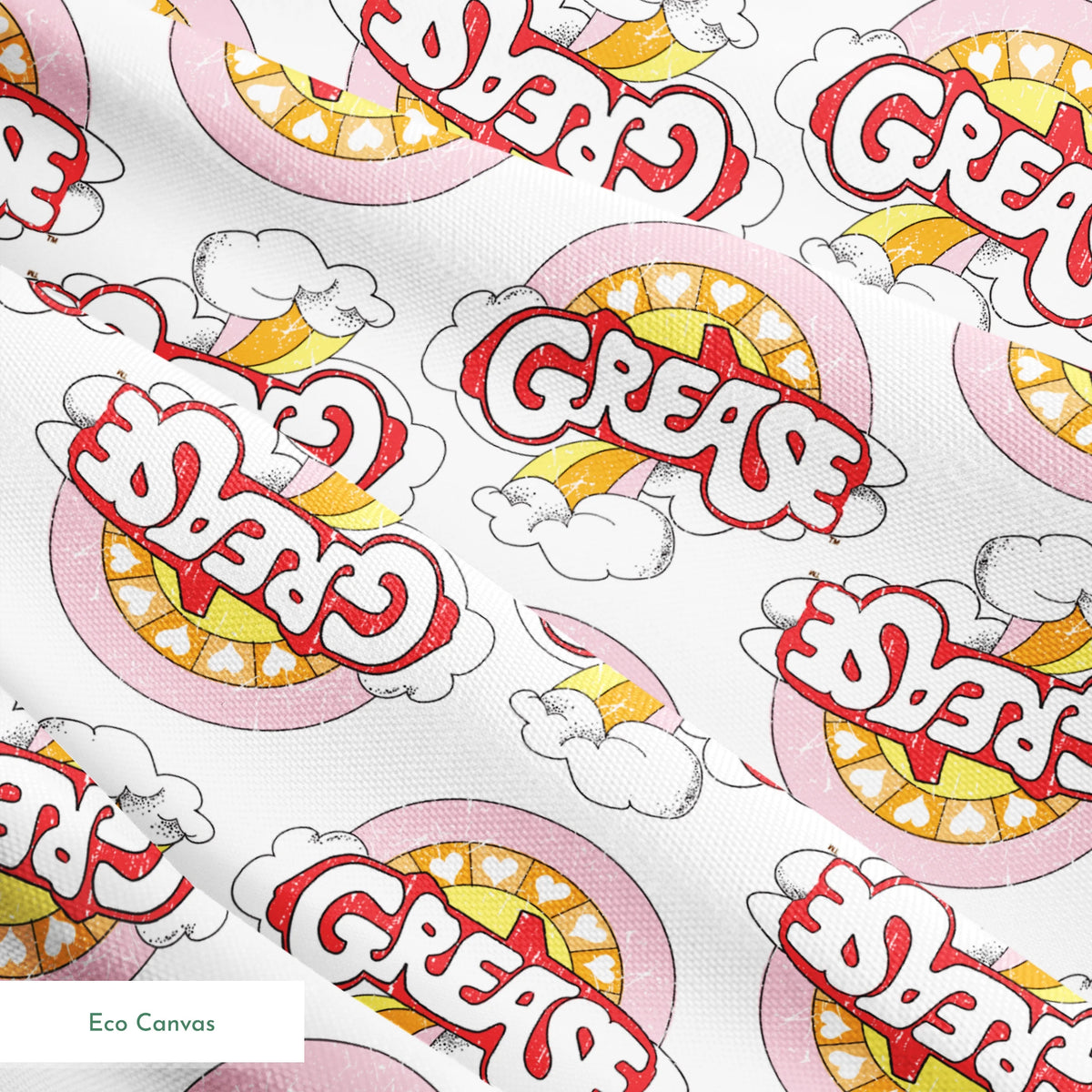 Paramount Grease Retro Rainbow on White Fabric