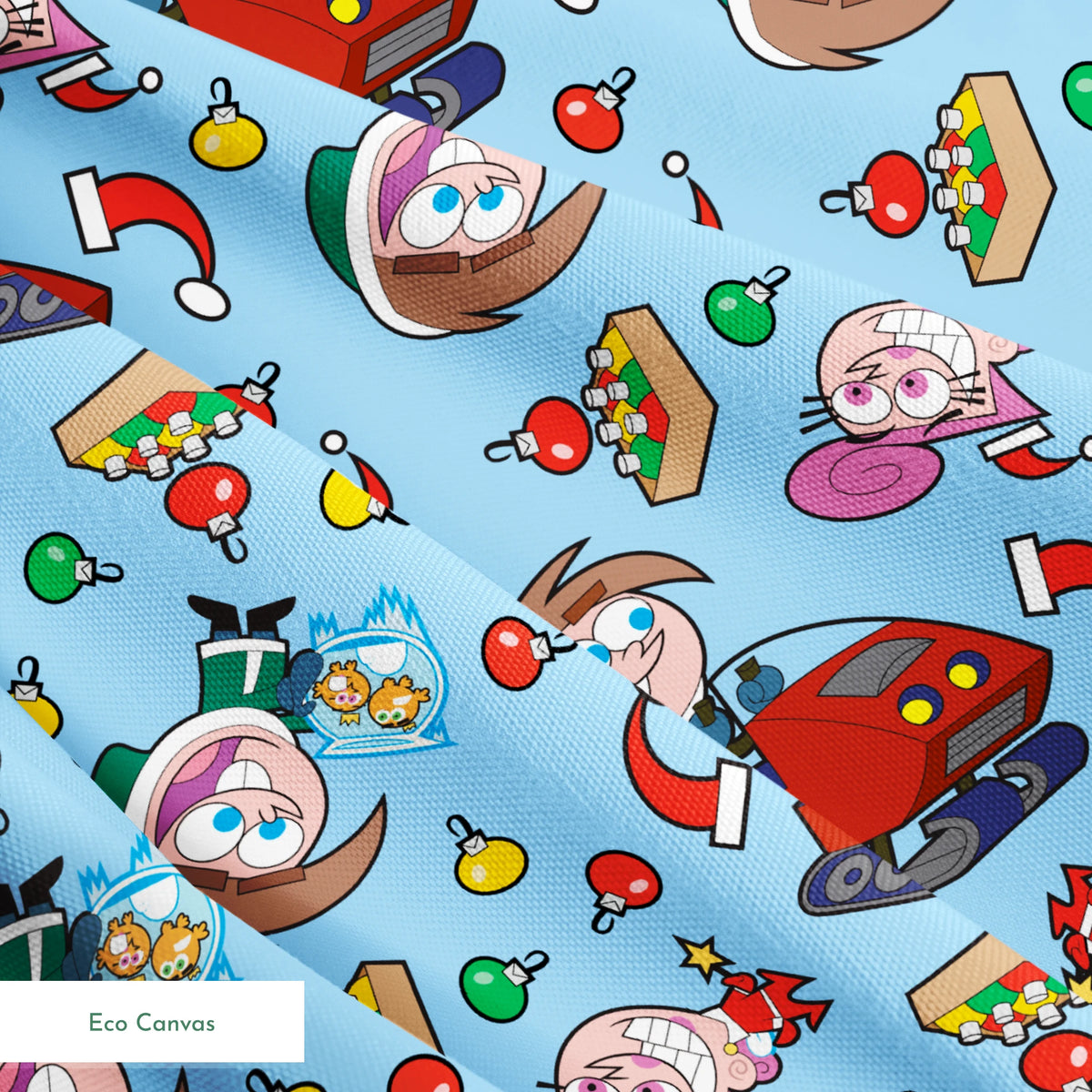 Paramount Fairly OddParents Christmas Prep on Blue Fabric