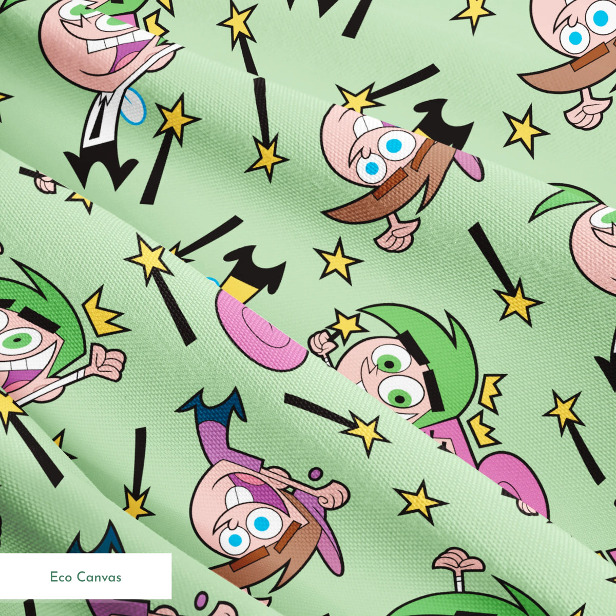 Paramount Fairly OddParents Fairy Friends on Green Fabric