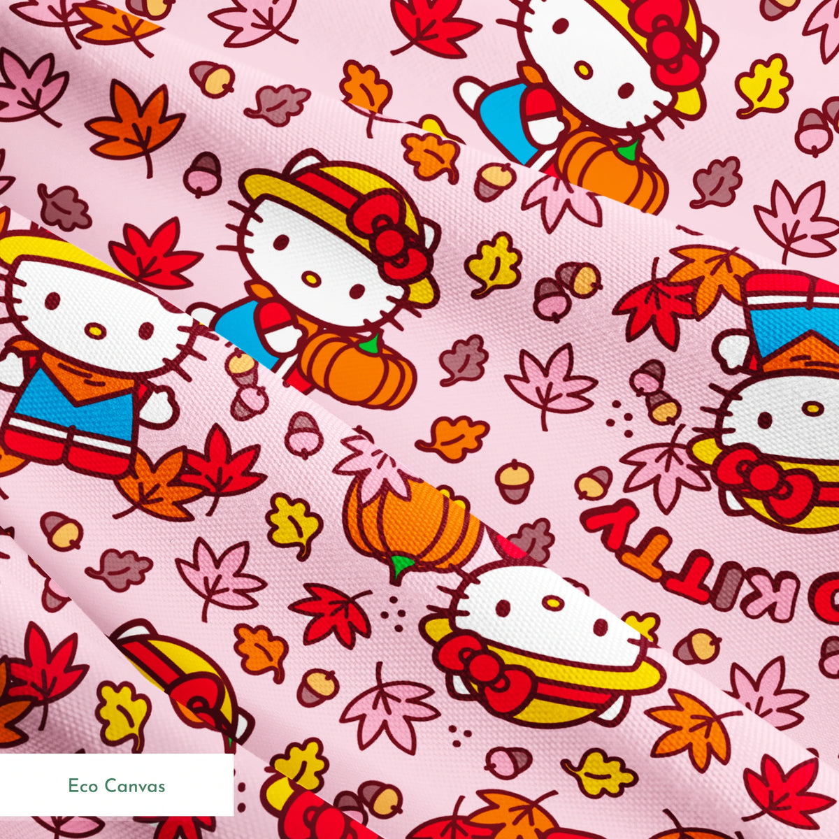 Hello Kitty® Autumn Leaves on Pink Fabric