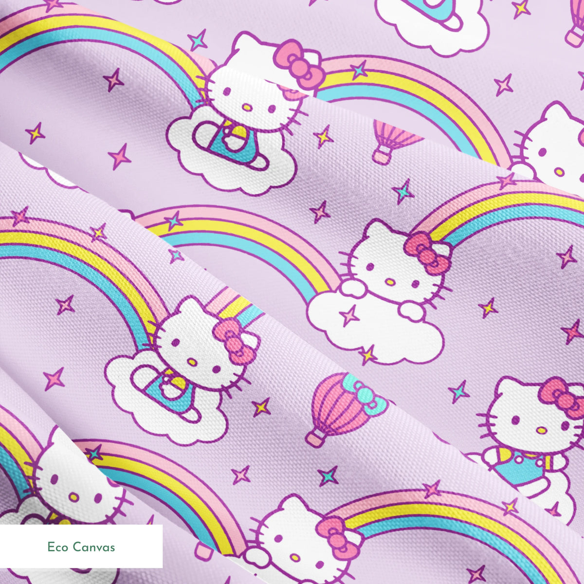 Hello Kitty® Rainbows & Clouds on Purple Fabric