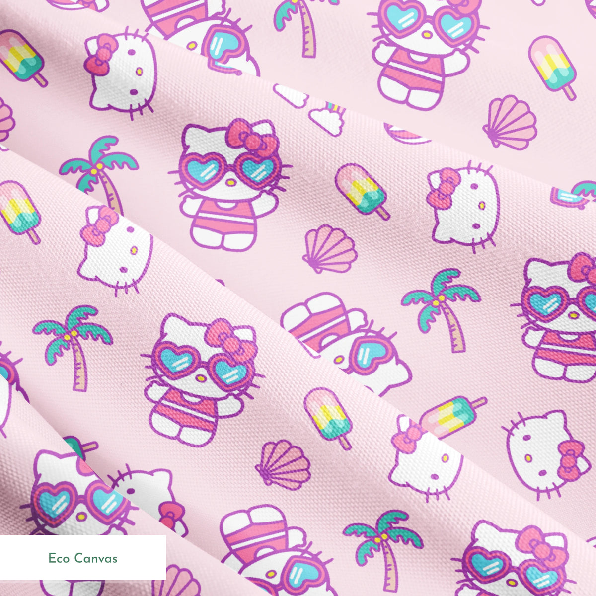 Hello Kitty® Beach Day Fun on Pink Fabric