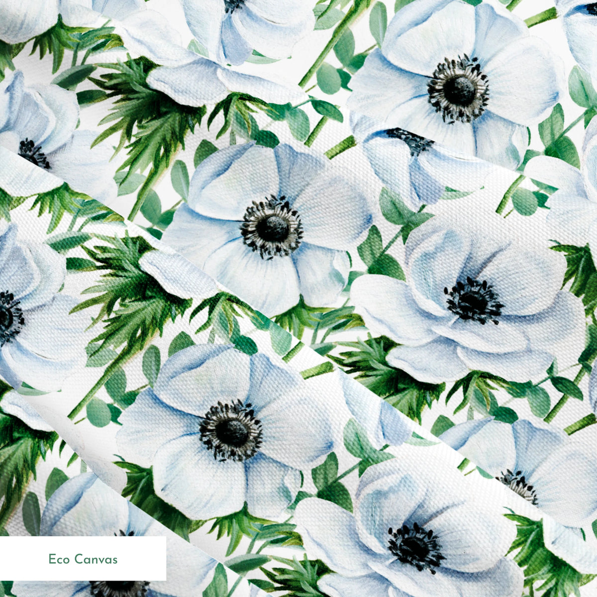 Danielle Murray White Anemones on White Fabric