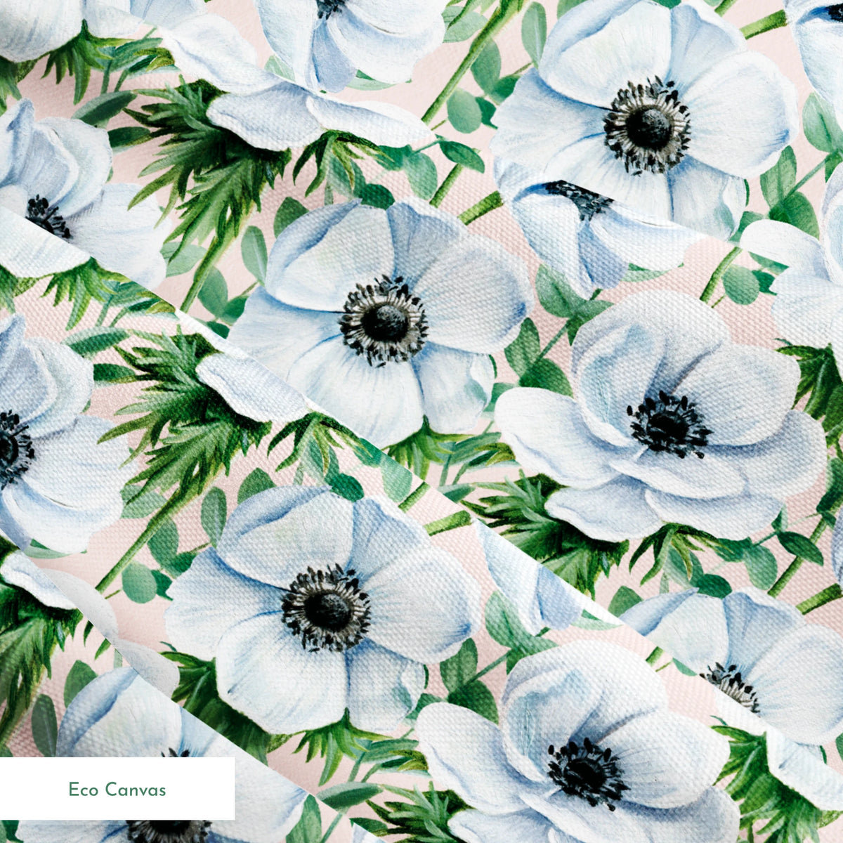Danielle Murray White Anemones on Pink Fabric