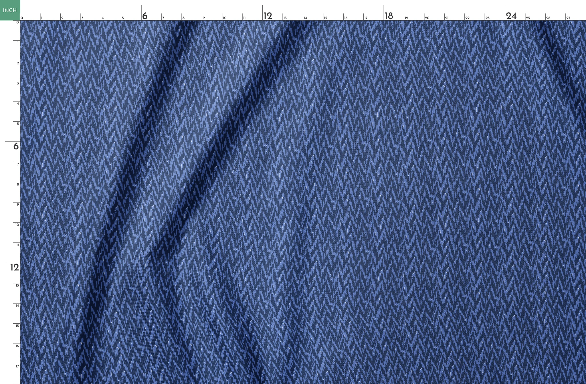 Abstract blue pattern with irregular vertical streaks in dark and light blue shades creating a textured, wavy appearance springs fatquarter mockup
