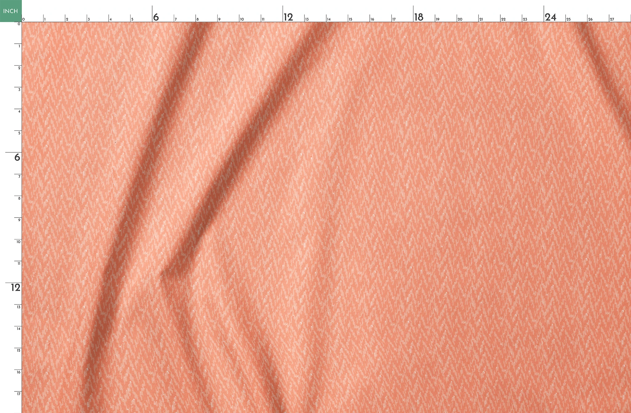 Peachy coral abstract pattern with light brushstroke-like texture and diagonal movement springs fatquarter mockup