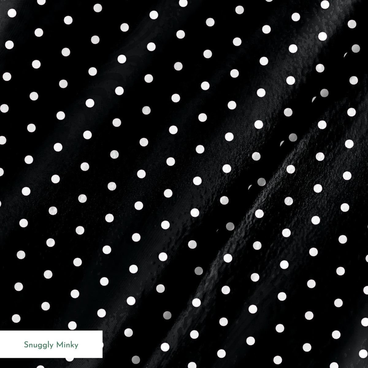 White circular dots on a black background springs minky texture