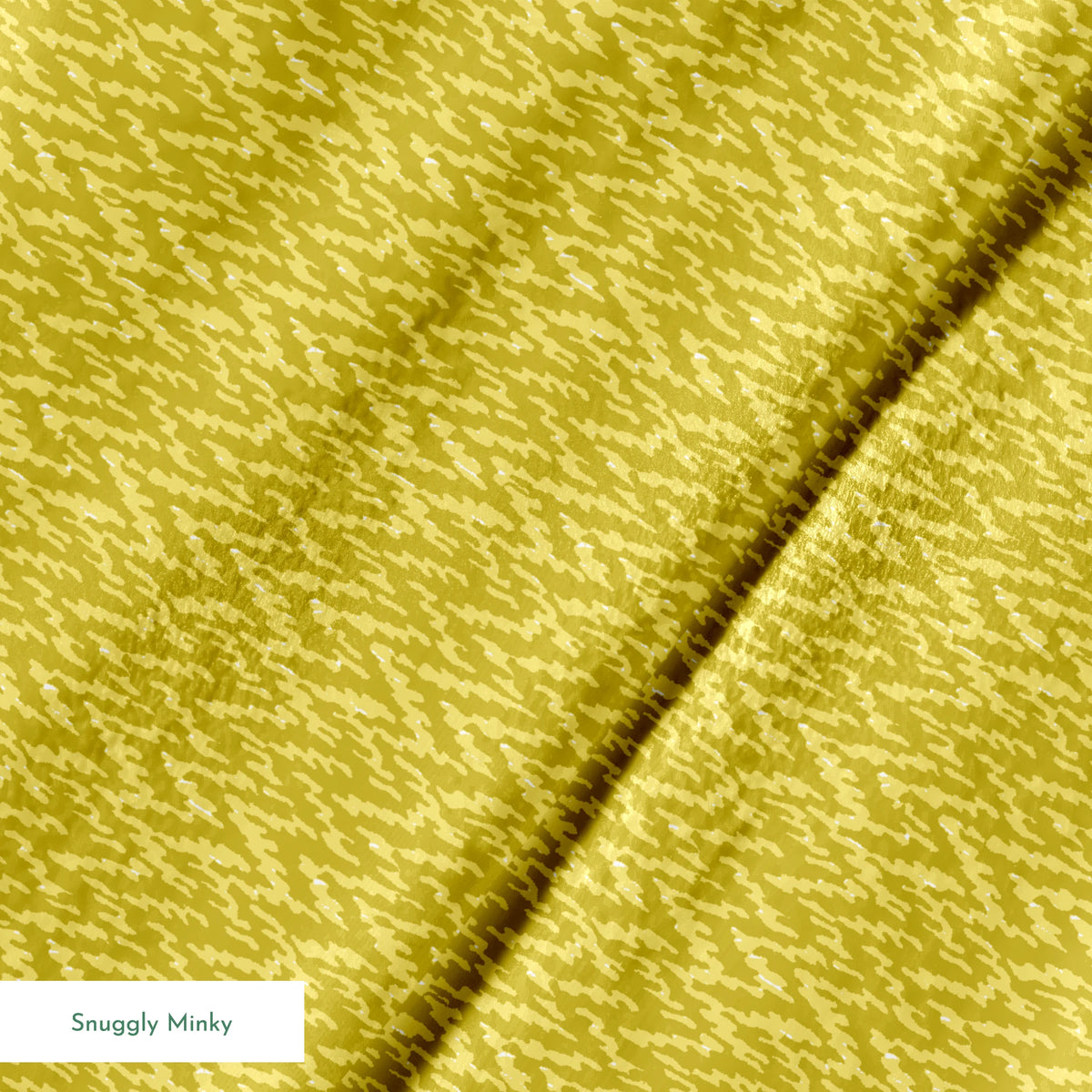 Abstract olive green and pale yellow pattern with irregular vertical brushstroke-like shapes springs minky texture