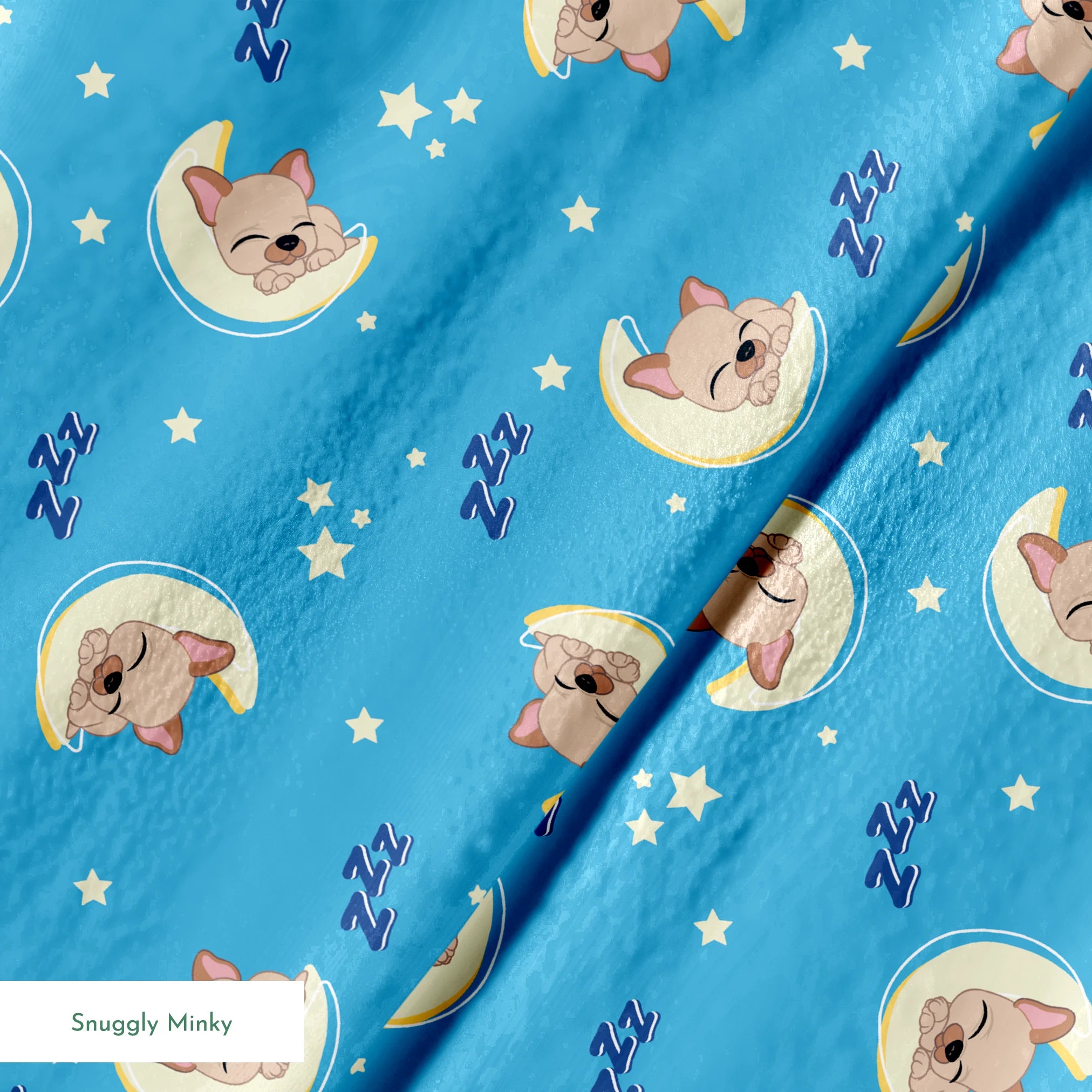 Hasbro Littliest Pet Shop Frenchie Snooze on Blue Fabric