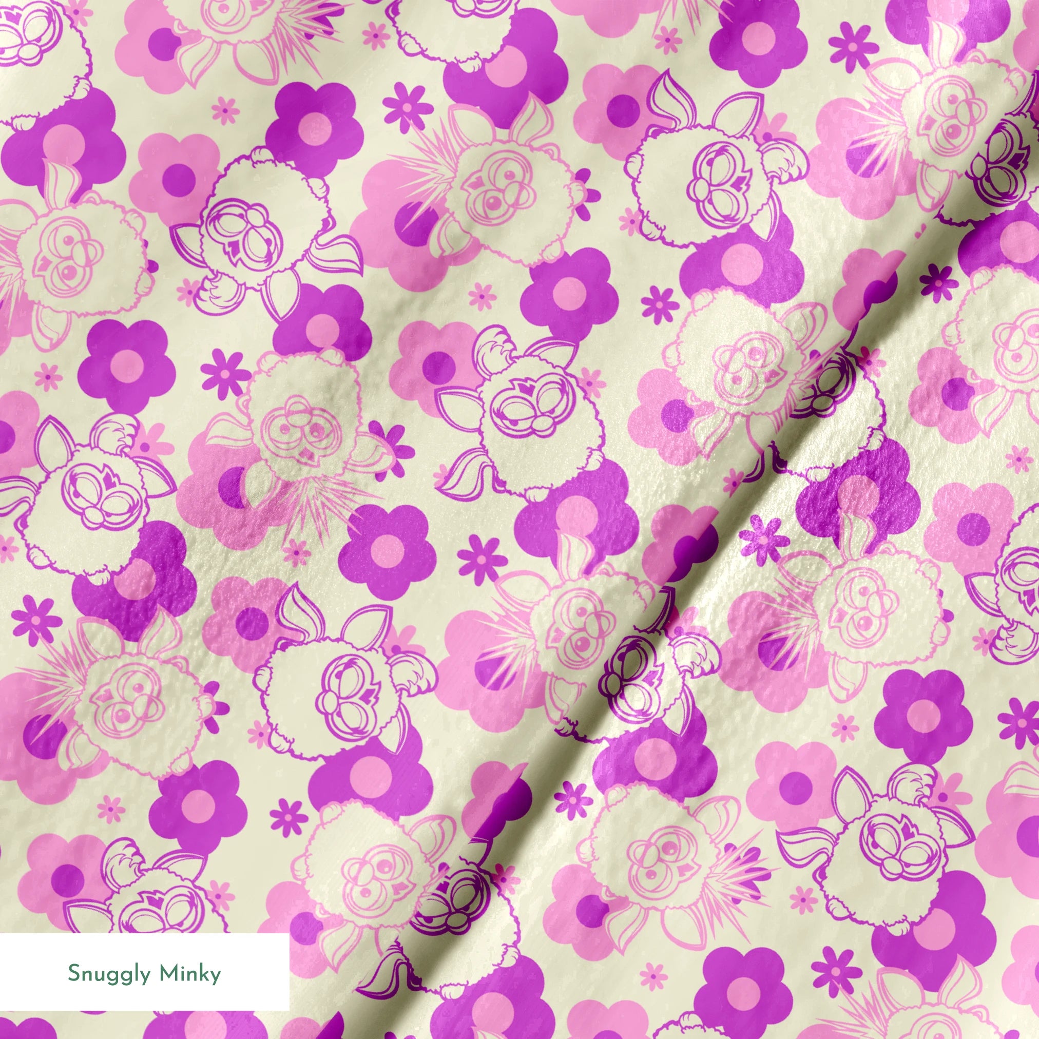 Hasbro Furby Flower Power on Purple Fabric
