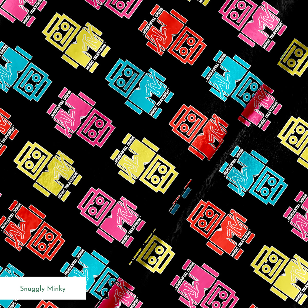 Paramount MTV Logo Robots on Black Fabric