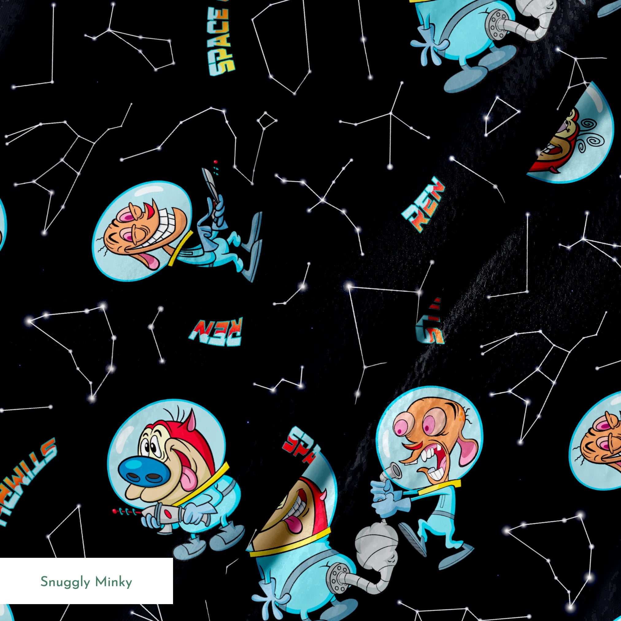 Ren & Stimpy Space Cadets on Black Fabric