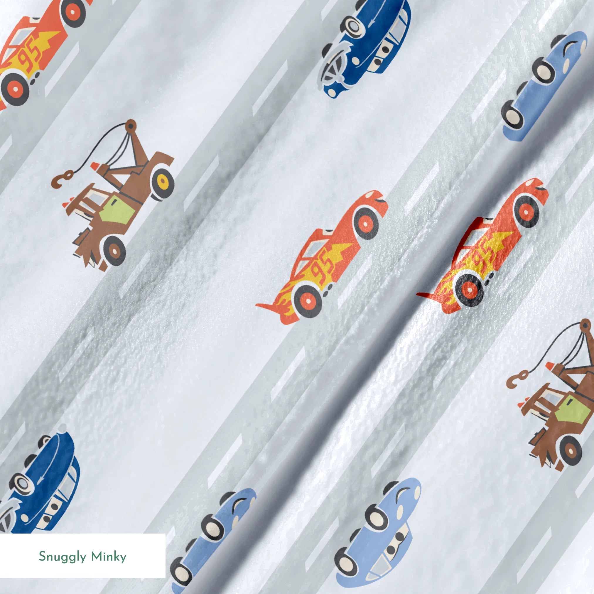 Disney and Pixar Cars Lightning McQueen & Friends Race on Blue Fabric