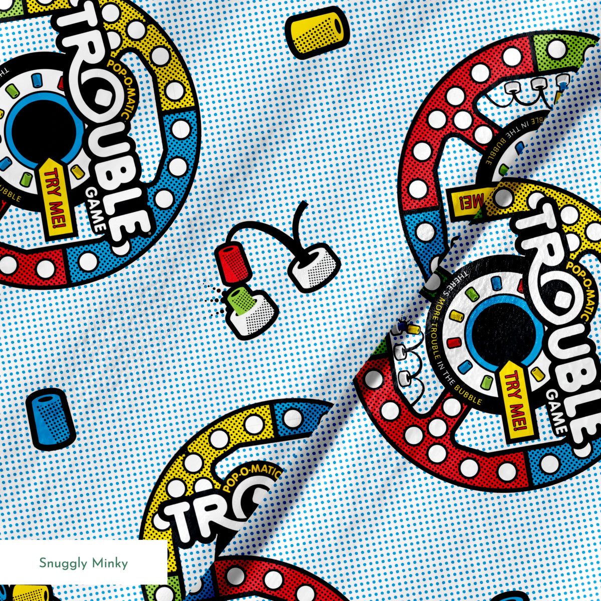 Hasbro Trouble Toss on Blue Fabric