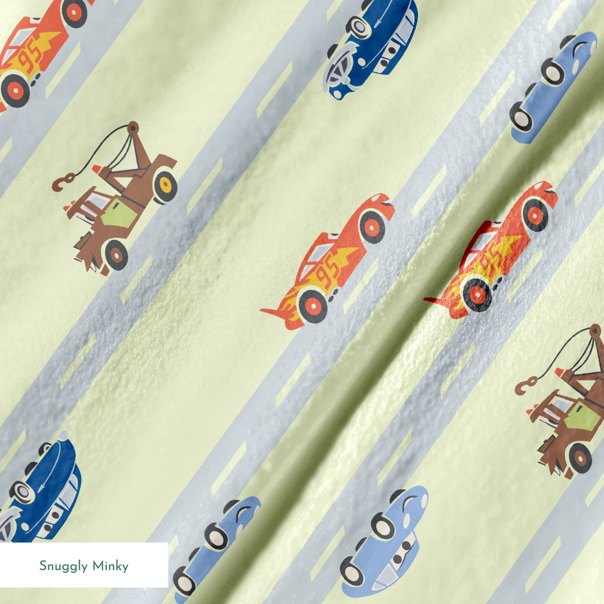 Disney and Pixar Cars Lightning McQueen & Friends Race on Green Fabric